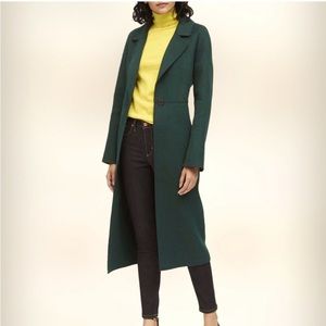 Banana Republic Dark Pine Green Double Face Long Coat SZ XL